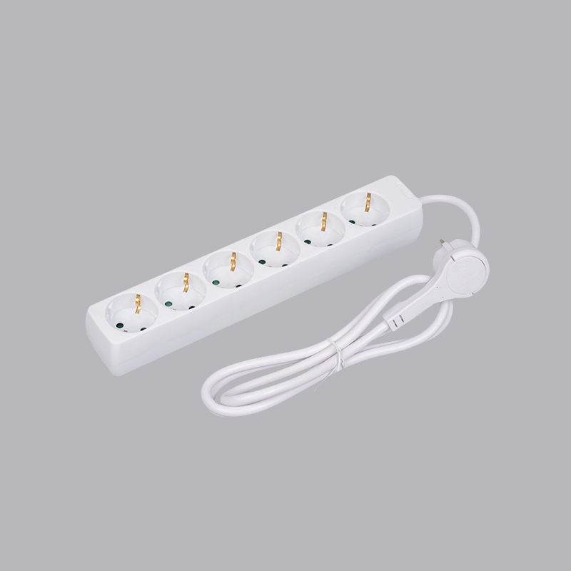 LOB-06L Nemecký typ pravouhlého 6-cestného napájacieho pásika so sťahovacím krúžkom Multi-Socket
