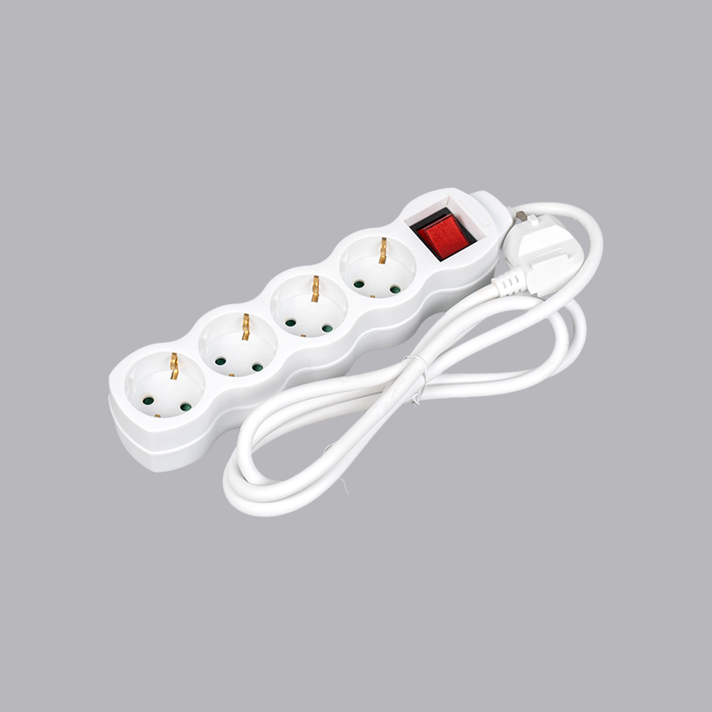 LOG-04K Nemecký typ tekvicového 4-cestného predlžovacieho kábla s prepínačom Multi-Socket