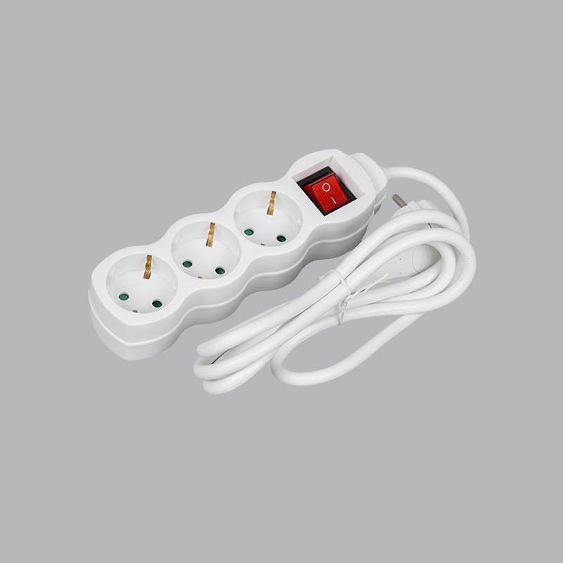 LOG-03KL Nemecký typ 3-cestný predlžovací kábel v tvare tekvice so sťahovacím krúžkom a vypínačom Multi-Socket