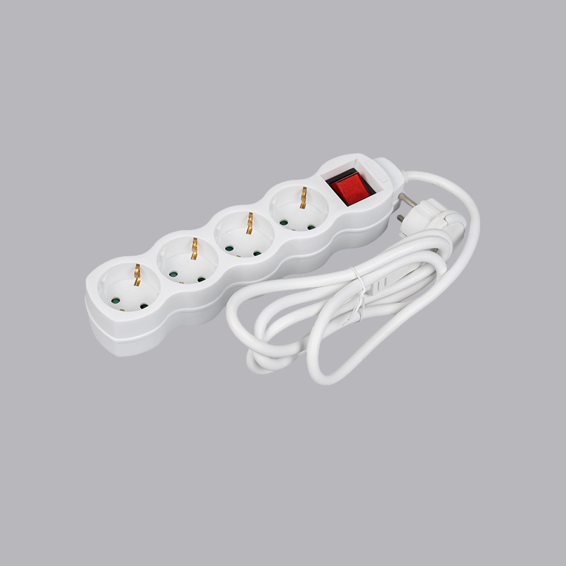 LOG-04KL Nemecký typ 4-cestný predlžovací kábel v tvare tekvice so sťahovacím krúžkom a vypínačom Multi-Socket