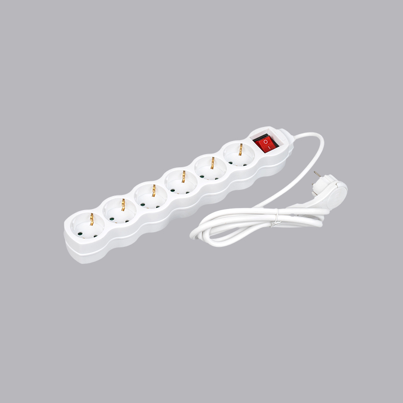 LOG-06KL Nemecký typ tekvicového 6-cestného predlžovacieho kábla so sťahovacím krúžkom a vypínačom Multi-Socket