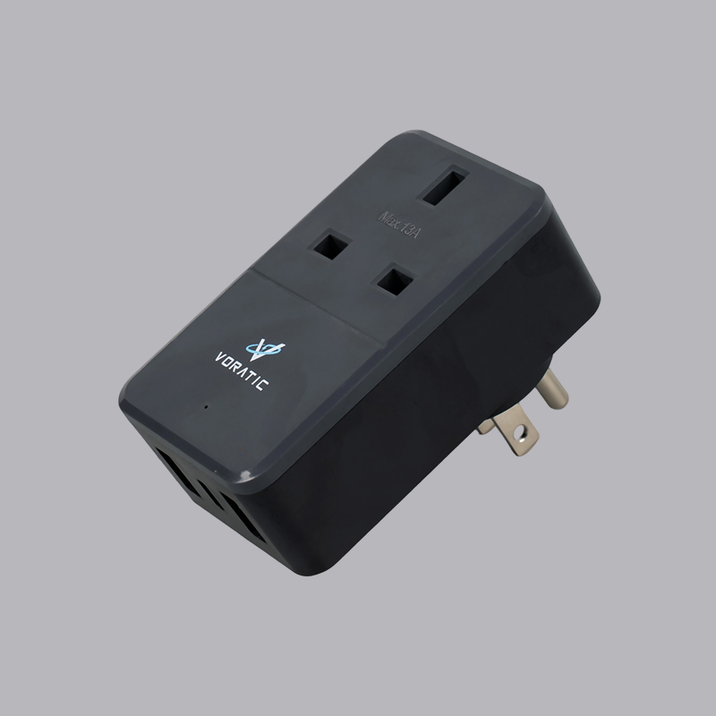 VT-926-US UK do USA, 1 zásuvka, 2 porty USB, 1 adaptér portov typu C