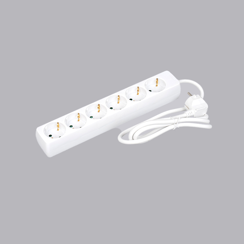 LOB-06 Nemecký typ obdĺžnikového tvaru 6-cestný napájací pásik Multi-Socket
