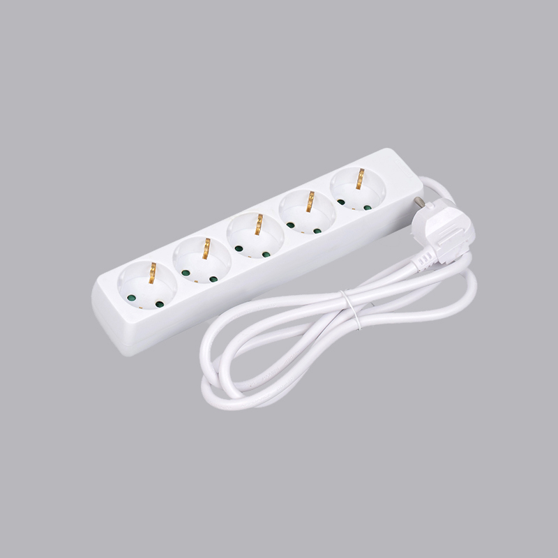 LOB-05 Nemecký typ obdĺžnikového tvaru 5-cestný napájací pásik Multi-Socket