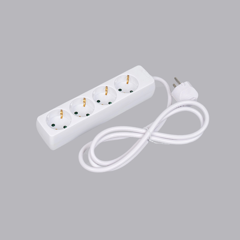 LOB-04 Nemecký typ obdĺžnikového tvaru 4-cestný napájací pásik Multi-Socket