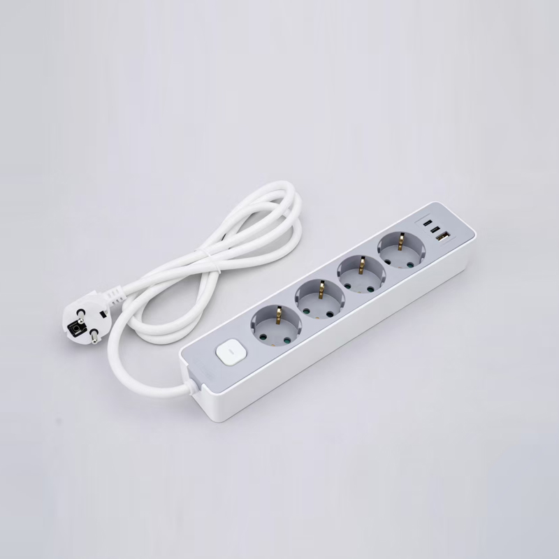 LOB-05K-AC Nemecký typ 5-zásuvkovej rozvodky s vypínačom, PD rýchlonabíjačka, 1 USB-A a 2 porty typu C Multi-Socket